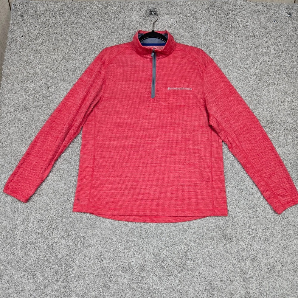 Vineyard Vines On The Go Sankaty red L/S Performance Quarter Zip Mens‎ Medium